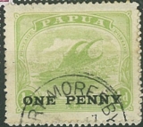  Papua, měnový přetisk penny na d.,   růz nom