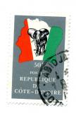Cote d Ivoire + mapa + znak   Abidjan