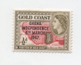 Ghana nezavislost 1957 přetisk na známce Gold Coast
