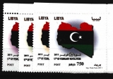 Libya post - vlajka, mapa - 1. porevoluční vydání, různý nom.