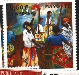 Mayotte RF, měna Euro, různý nominál a známka