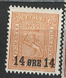 Norsko přetisk orena skiling známce