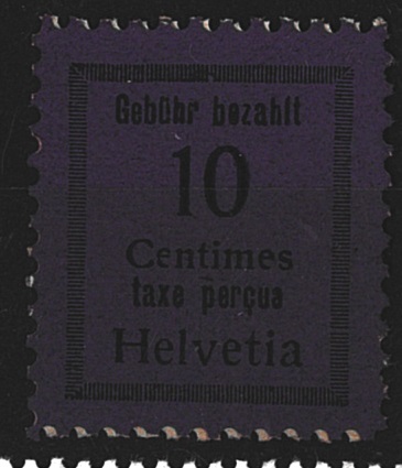Helvetia Gebühr bezahl/taxe perque, lokální vydání v Ženevě (filatel.obchodník S
