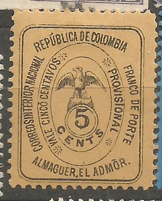 ALMAGUER - PROVISIONAL, COLOMBIA 1891