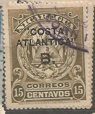 Costa Atlantica B, př.na Nicaraguy, vyd.pro Bluefield, stejná známka